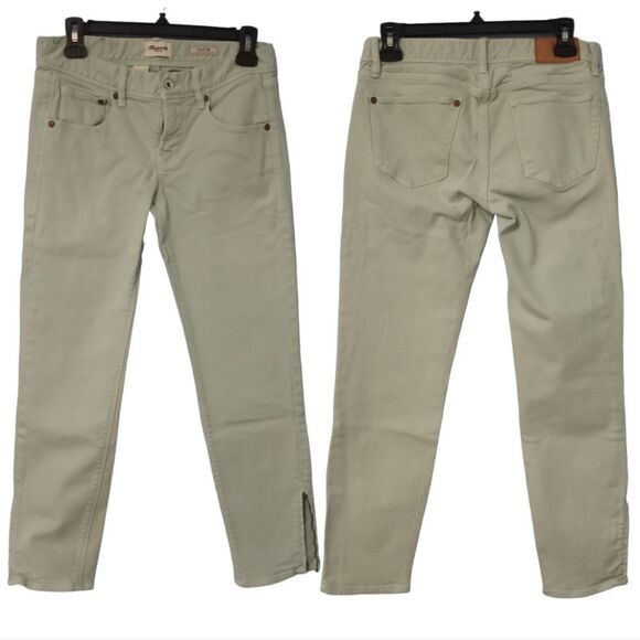 Madewell High Rise Zip Closure Hem Cropped Jeans Size 26 Mint Green - Picture 1 of 12